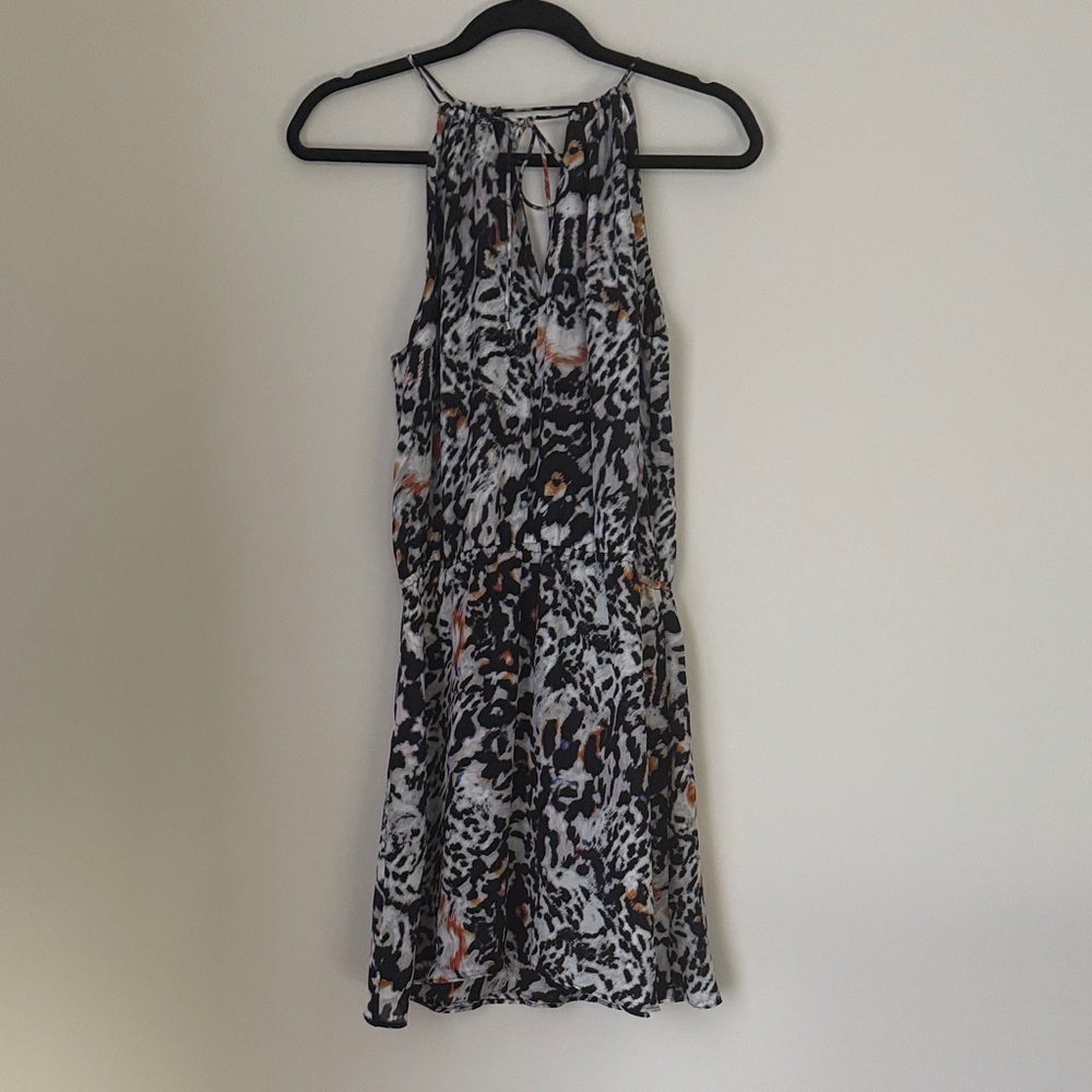 Parker Women's Black White Orange Print Sleeveless Mini Dress Size S NWT